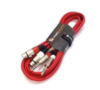 VisioSound 2 x Female XLR to 2 x 6.35mm 1/4" Stereo TRS Jack Balanced Twin Lead/Patch Cable - 3 Colours (3m-red)