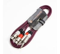 VisioSound 2 x Female XLR to 2 x 6.35mm 1/4" Stereo TRS Jack Balanced Twin Lead/Patch Cable - 3 Colours (1.5m-purple)