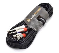 VisioSound 2 x Female XLR to 2 x 6.35mm 1/4" Stereo TRS Jack Balanced Twin Lead/Patch Cable 5m