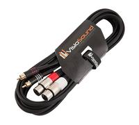 VisioSound 2 x Female XLR to 2 x RCA Gold Phono Plug Twin Lead/Audio Signal Patch Cable 3m
