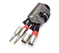 VisioSound 2 x Male XLR to 2 x 6.35mm 1/4" Stereo TRS Jack Balanced Twin Lead/Patch Cable 0.5m