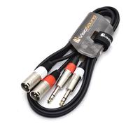 VisioSound 2 x Male XLR to 2 x 6.35mm 1/4" Stereo TRS Jack Balanced Twin Lead/Patch Cable 1.5m