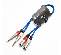 VisioSound 2 x Male XLR to 2 x 6.35mm 1/4" Stereo TRS Jack Balanced Twin Lead/Patch Cable - 3 Colours (0.5m-blue)