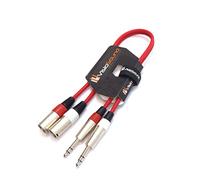VisioSound 2 x Male XLR to 2 x 6.35mm 1/4" Stereo TRS Jack Balanced Twin Lead/Patch Cable - 3 Colours (0.5m-red)