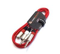 VisioSound 2 x Male XLR to 2 x 6.35mm 1/4" Stereo TRS Jack Balanced Twin Lead/Patch Cable - 3 Colours (1.5m-red)
