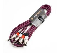 VisioSound 2 x Male XLR to 2 x 6.35mm 1/4" Stereo TRS Jack Balanced Twin Lead/Patch Cable - 3 Colours (1.5m-purple)