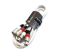 VisioSound 2 x Male XLR to 2 x Female XLR Balanced Microphone Twin Lead/Audio Patch Cable - 3 Colours (3m-white)