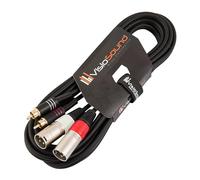 VisioSound 2 x Male XLR to 2 x RCA Gold Phono Plug Twin Lead/Audio Signal Patch Cable 3m