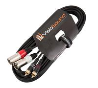 VisioSound 2 x Male XLR to 2 x RCA Gold Phono Plug Twin Lead/Audio Signal Patch Cable 5m