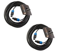 VisioSound 2 x Rean Male Locking Speakon to Speakon Lead/Speaker PA Amp Cab Cable / 2 Pack 15m
