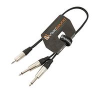 VisioSound 3.5mm Stereo TRS Mini Jack to Twin 2 x 6.35mm Jack Lead/Aux MP3 Mixer Cable 1.5m Black