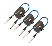 VisioSound 3 x Guitar Lead 6.35mm Mono Jack to Jack/Instrument Cable / 3 Colours / 3 Pack 0.5m Blue