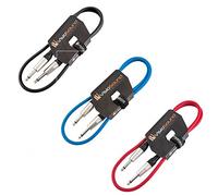 VisioSound 3 x Guitar Lead 6.35mm Mono Jack to Jack/Instrument Cable / 3 Colours / 3 Pack 1m Multi-Coloured