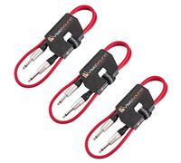 VisioSound 3 x Guitar Lead 6.35mm Mono Jack to Jack/Instrument Cable / 3 Colours / 3 Pack 1m Red