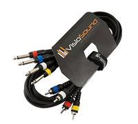 VisioSound 4-Way 3m 6.35mm 1/4" Mono Jack to RCA Phono Loom/Effects Patch/Channel Cable