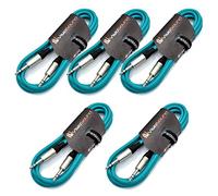 VisioSound 5 x 6.35mm 1/4" Stereo TRS Jack to TRS Jack Lead/Balanced Signal/Audio Patch Cable (Green, 3m, Pack of 5)