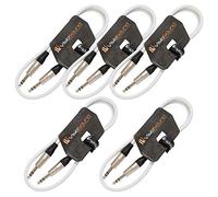 VisioSound 5 x 6.35mm 1/4" Stereo TRS Jack to TRS Jack Lead/Balanced Signal/Audio Patch Cable (White, 1m, Pack of 5)