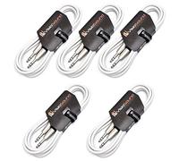 VisioSound 5 x 6.35mm 1/4" Stereo TRS Jack to TRS Jack Lead/Balanced Signal/Audio Patch Cable (White, 3m, Pack of 5)