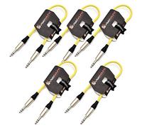VisioSound 5 x 6.35mm 1/4" Stereo TRS Jack to TRS Jack Lead/Balanced Signal/Audio Patch Cable (Yellow, 0.5m, Pack of 5)