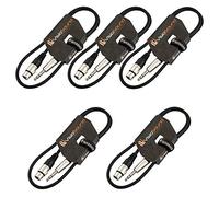 VisioSound 5 x Female XLR to 6.35mm Stereo TRS Jack Lead/Balanced Signal/Audio Patch Cable (Black, 1m, Pack of 5)