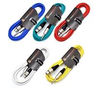 VisioSound 5 x Female XLR to 6.35mm Stereo TRS Jack Lead/Balanced Signal/Audio Patch Cable (Multi-Coloured, 3m, Pack of 5)