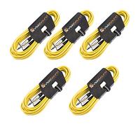 VisioSound 5 x Guitar Lead 6.35mm 1/4" Mono Jack to Angled Jack/Instrument Cable / 5 Pack 6m Yellow