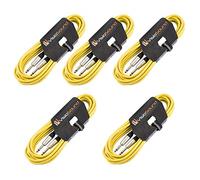 VisioSound 5 x Guitar Lead 6.35mm Mono Jack to Jack/Instrument Cable / 6 Colours / 5 Pack 6m Yellow