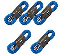 VisioSound 5 x Male XLR to 6.35mm Stereo TRS Jack Lead/Balanced Signal/Audio Patch Cable (Blue, 10m, Pack of 5)
