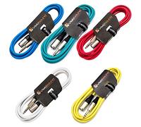 VisioSound 5 x Male XLR to 6.35mm Stereo TRS Jack Lead/Balanced Signal/Audio Patch Cable (Multi-Coloured, 3m, Pack of 5)