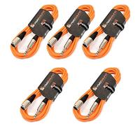 VisioSound 5 x Male XLR to 6.35mm Stereo TRS Jack Lead/Balanced Signal/Audio Patch Cable (Orange, 6m, Pack of 5)