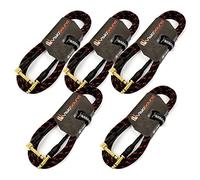 VisioSound 5 x Premium Tweed Guitar Bass Lead / 6.35mm 1/4" Angled Jack/Braided Instrument Cable (Black/Red, 5m, Pack of 5)