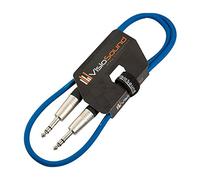 VisioSound 6.35mm 1/4" Stereo TRS Jack to TRS Jack Lead/Balanced Signal Audio Patch Cable 1m Blue