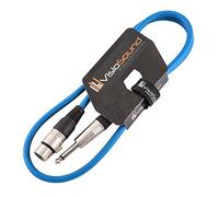 VisioSound Female XLR to 6.35mm 1/4" Mono Jack Lead/Microphone/Signal Cable / 6 Colours 1m Blue