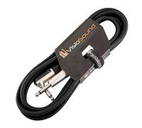 VisioSound Guitar Lead 6.35mm 1/4" Mono Jack to Angled Jack/Instrument Cable / 6 Colours 3m Black