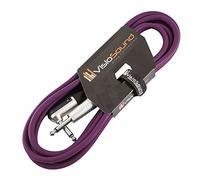 VisioSound Guitar Lead 6.35mm 1/4" Mono Jack to Angled Jack/Instrument Cable / 6 Colours 3m Purple