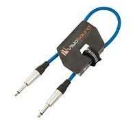 VisioSound Guitar Lead 6.35mm Mono Jack to Jack/Instrument Cable/Patch Lead / 6 Colours 0.5m Blue