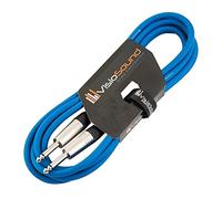 VisioSound Guitar Lead 6.35mm Mono Jack to Jack/Instrument Cable/Patch Lead / 6 Colours 3m Blue