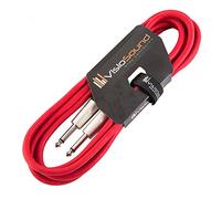VisioSound Guitar Lead 6.35mm Mono Jack to Jack/Instrument Cable/Patch Lead / 6 Colours 3m Red