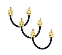 VisioSound Guitar Patch Lead 6.35mm 1/4" Pancake Angled Jack/Effects Pedal FX Instrument Cable (Black, 0.15m, Pack of 3)