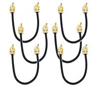 VisioSound Guitar Patch Lead 6.35mm 1/4" Pancake Angled Jack/Effects Pedal FX Instrument Cable (Black, 0.3m, Pack of 6)
