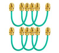 VisioSound Guitar Patch Lead 6.35mm 1/4" Pancake Angled Jack/Effects Pedal FX Instrument Cable (Green, 0.15m, Pack of 6)