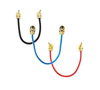 VisioSound Guitar Patch Lead 6.35mm 1/4" Pancake Angled Jack/Effects Pedal FX Instrument Cable (Multi-coloured, 0.3m, Pack of 3)