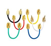 VisioSound Guitar Patch Lead 6.35mm 1/4" Pancake Angled Jack/Effects Pedal FX Instrument Cable (Multi-coloured, 0.15m, Pack of 6)