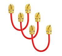 VisioSound Guitar Patch Lead 6.35mm 1/4" Pancake Angled Jack/Effects Pedal FX Instrument Cable (Red, 0.15m, Pack of 3)