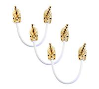 VisioSound Guitar Patch Lead 6.35mm 1/4" Pancake Angled Jack/Effects Pedal FX Instrument Cable (White, 0.15m, Pack of 3)