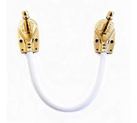 VisioSound Guitar Patch Lead 6.35mm 1/4" Pancake Angled Jack/Effects Pedal FX Instrument Cable (White, 0.15m)