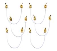 VisioSound Guitar Patch Lead 6.35mm 1/4" Pancake Angled Jack/Effects Pedal FX Instrument Cable (White, 0.3m, Pack of 6)