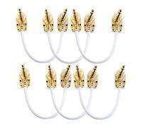 VisioSound Guitar Patch Lead 6.35mm 1/4" Pancake Angled Jack/Effects Pedal FX Instrument Cable (White, 0.15m, Pack of 6)