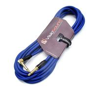 VisioSound Premium Guitar Bass Lead 6.35mm 1/4" Angled Jack/Pro Noiseless Instrument Cable (Blue, 6m)