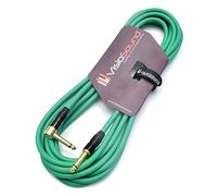 VisioSound Premium Guitar Bass Lead 6.35mm 1/4" Angled Jack/Pro Noiseless Instrument Cable (Green, 6m)